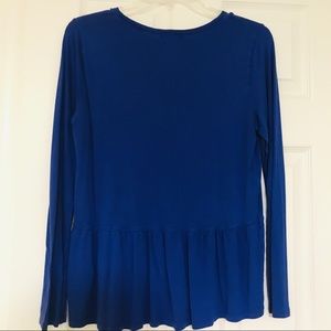 Blue long sleeve peplum top